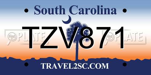 TZV871 South Carolina License Plate