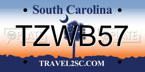 TZWB57 South Carolina License Plate