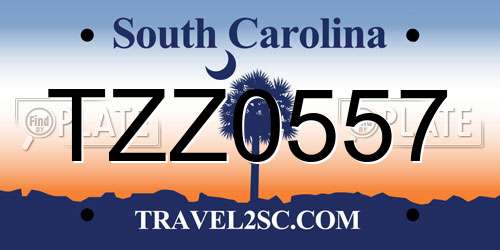 TZZ0557 South Carolina License Plate