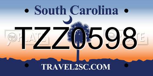 TZZ0598 South Carolina License Plate