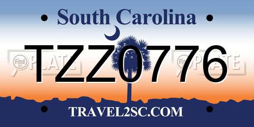 TZZ0776 South Carolina License Plate