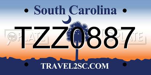 TZZ0887 South Carolina License Plate