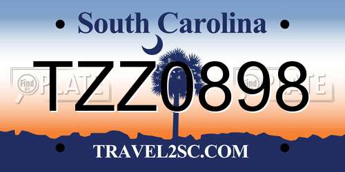 TZZ0898 South Carolina License Plate