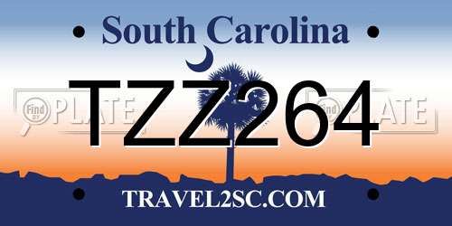 TZZ264 South Carolina License Plate