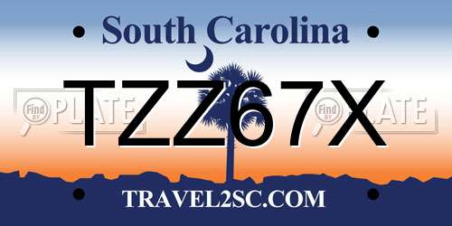 TZZ67X South Carolina License Plate