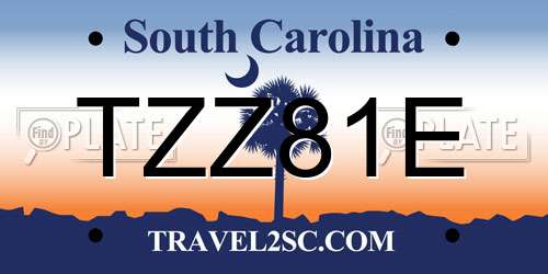 TZZ81E South Carolina License Plate