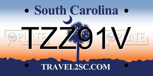 TZZ91V South Carolina License Plate