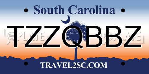 TZZQBBZ South Carolina License Plate