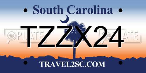 TZZX24 South Carolina License Plate
