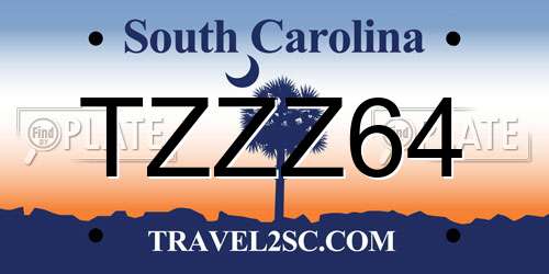 TZZZ64 South Carolina License Plate