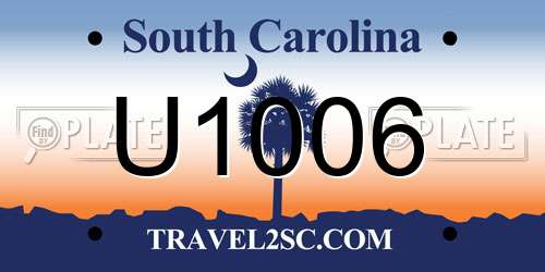 U1006 South Carolina License Plate