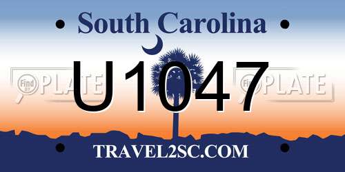 U1047 South Carolina License Plate