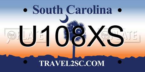 U108XS South Carolina License Plate