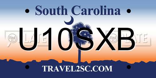 U10SXB South Carolina License Plate