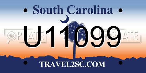 U11099 South Carolina License Plate