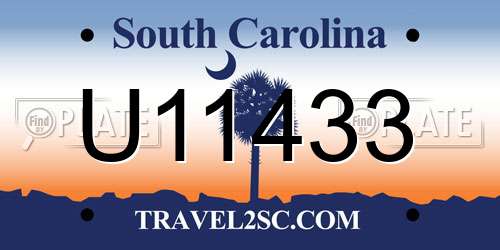 U11433 South Carolina License Plate