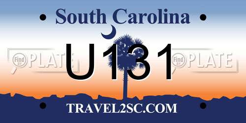 U131 South Carolina License Plate