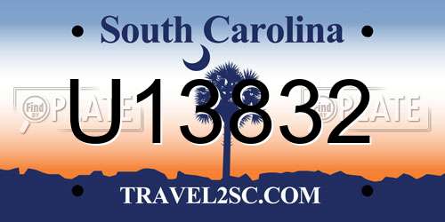 U13832 South Carolina License Plate