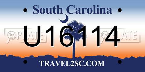 U16114 South Carolina License Plate