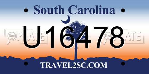 U16478 South Carolina License Plate