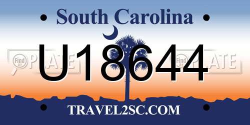 U18644 South Carolina License Plate
