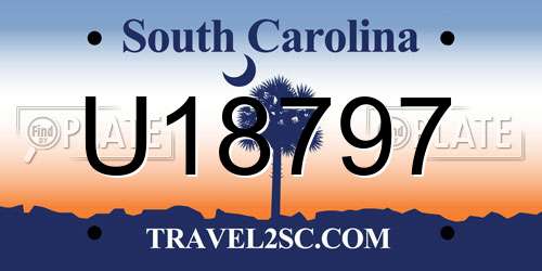 U18797 South Carolina License Plate