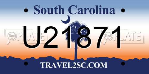 U21871 South Carolina License Plate