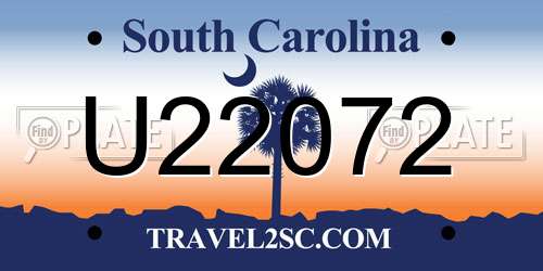 U22072 South Carolina License Plate