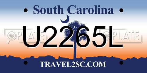U2265L South Carolina License Plate