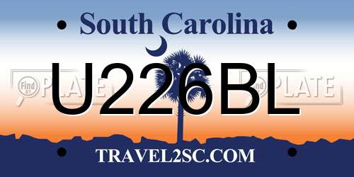 U226BL South Carolina License Plate