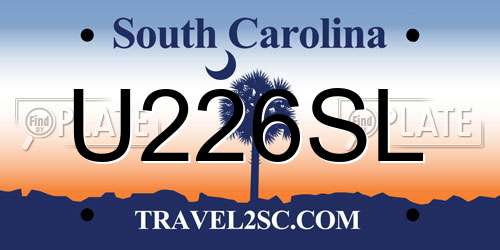 U226SL South Carolina License Plate