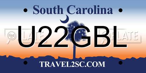 U22GBL South Carolina License Plate
