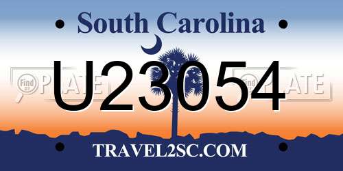 U23054 South Carolina License Plate