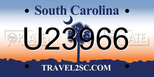 U23966 South Carolina License Plate