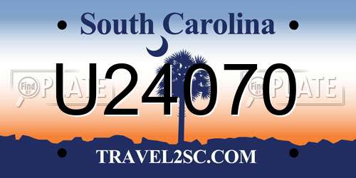 U24070 South Carolina License Plate