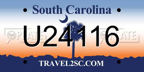 U24116 South Carolina License Plate
