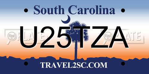 U25TZA South Carolina License Plate