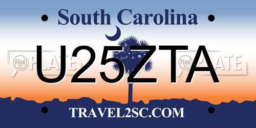 U25ZTA South Carolina License Plate