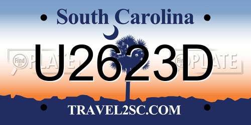 U2623D South Carolina License Plate