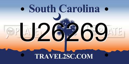 U26269 South Carolina License Plate