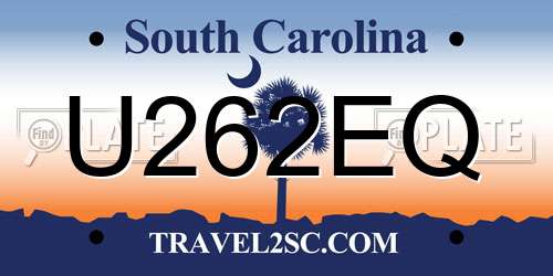 U262EQ South Carolina License Plate