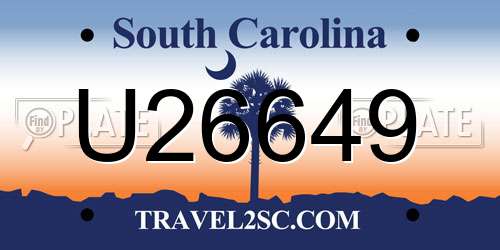 U26649 South Carolina License Plate