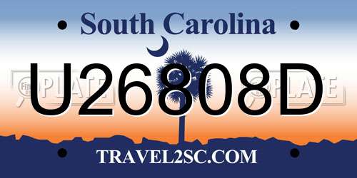 U26808D South Carolina License Plate