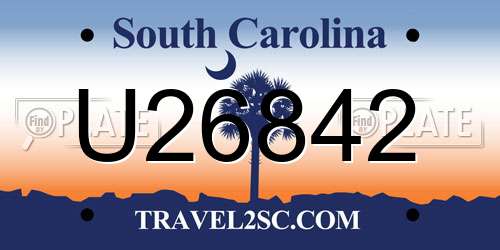 U26842 South Carolina License Plate