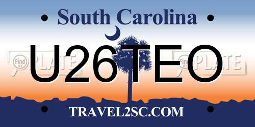 U26TEO South Carolina License Plate