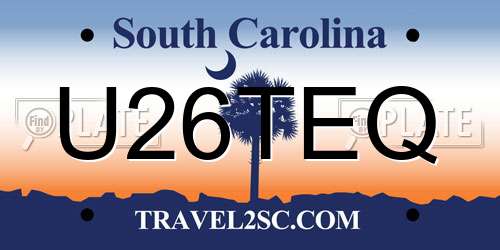 U26TEQ South Carolina License Plate