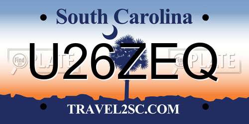 U26ZEQ South Carolina License Plate