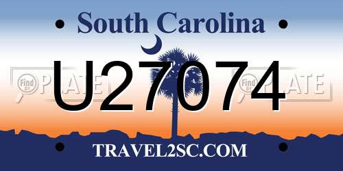 U27074 South Carolina License Plate