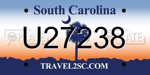 U27238 South Carolina License Plate
