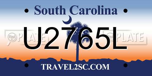 U2765L South Carolina License Plate